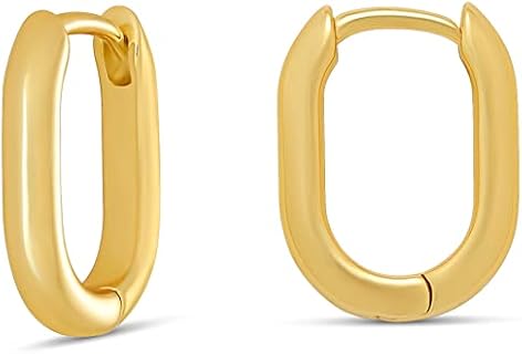 Amazon Essentials 14k Gold Plated or Silver Plated Modern Oval Hoop Earrings