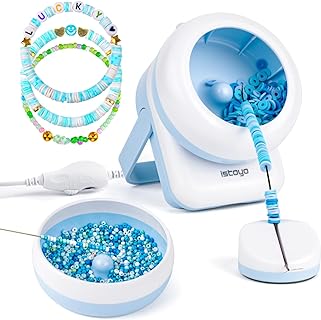 ISTOYO Vibrant Blue Adjustable 2in1 Electric Bead Spinner - Dual-Purpose Jewelry Making Tool for Clay & Seed Beads - Ideal for Crafting Necklaces and Bracelets - USB-Powered with Speed Control & Beading Accessories Included.