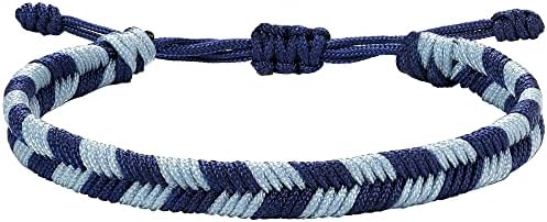 JENDEAR SHINE Braided Rope Bracelet for Men, Plaid Pattern Hand Braided Adjustable Nylon Bracelet, Birthday Friendship Gift for Men.