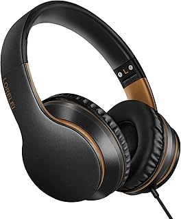 LORELEI X6 Goldene Over-Ear-Kopfhörer mit Mikrofon, 40-mm-Treiber und faltbar, ideal für Erwachsene und Kinder für Musik und Spiele