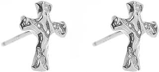 Minimalist Tiny Cross Stud Earrings for Women Girls 925 Sterling Silver Hypoallergenic Handmade Hammered Religious Faith Cartilage Studs Tragus Post Fashion Dainty Jewelry Gifts