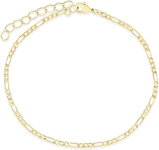 Gold Anklet for Women,18K Gold Plated Beach Lucky Star Figaro Chain Anklet for Women Gold Chain Anklet Waterproof for Women 8-10 inch