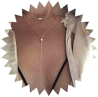 Boho Layered Crystal Necklace Gold Rhinestone Pendant Necklace Long Y Lariat Necklace Long Drop Crystal Chain Necklace Jewelry for Women and Girls