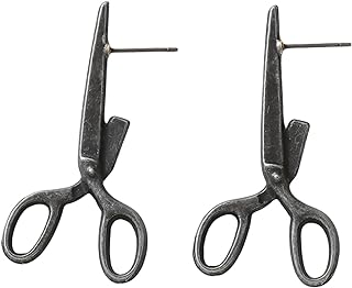 Push-Back Gothic Scissors Stud Earrings - Zinc Alloy Dangle Design for Women and Girls - Unique Vintage Punk Halloween Jewelry Gift