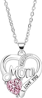 Mother's Day Gift - Mom Pendant Necklace with Lobster Clasp and Cable Chain, Heart-Shaped Design, Zinc Metal, Ideal Birthday Gift for Mom from Daughter or Son