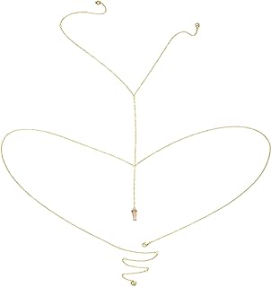 VIPHYEE Sexy 14K Gold Body Chain Jewelry - Crystal Pendant Body Chains Necklace for Summer Fashion Beach Bikini Party, Women and Girls