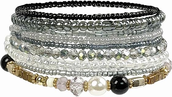 APMGONT Boho Mehrschichtige Handmade Perlenarmbänder, 2,4 Zoll Durchmesser, vielseitig und dehnbar, ideal für Frauen bei Geburtstagen, Hochzeiten oder täglichen Outfits