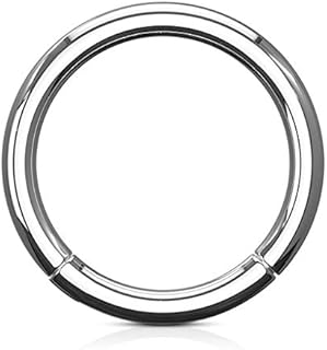 FIFTH CUE Titanium, 10mm Seamless Cartilage Nose Ring with Hinged Clicker Mechanism - Versatile for Ear and Lip Piercings