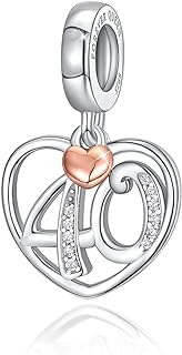 16 18 21 30 40 50 60 Number Charm Bracelet, 925 Sterling Silver with Cubic Zirconia Heart Pendants, Perfect for Birthdays, Anniversaries, Christmas - Fits Pandora Bracelets and Necklaces