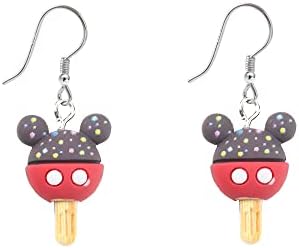 Mouse Ice Cream Dangle Earrings for Girls Women Resin Sweet Chocolate Ice Cream Drop Hook Earrings Hoops Statement Studs Cute Christmas Ear Jewelry Gifts for Daughter