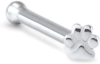 316L Surgical Steel Nose Stud Ring Paw Print Choose Your Color & Style 20G