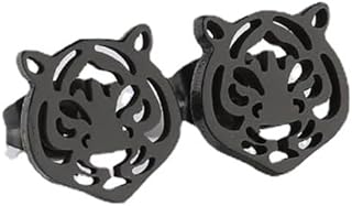 Simple Tiger Head Stud Earrings Stainless Steel for Women Teen Girls Hollow Animal Cartilage Pierced Hypoallergenic Studs Earring Cute Jewelry Gifts