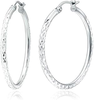 Michael Zweig Sterling Silver Diamond Cut Hoop Earrings with Click-Top Tube Size 2.0mm