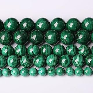 31pcs 6mm Natural Green Malachite Beads AAA Gemstone Round Loose Beads for Jewelry Making DIY Bracelets Necklaces Crystal Energy Healing Stone Beads 15" (Natural Malachite, 6mm)