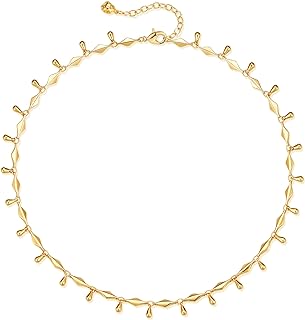 Dainty Gold Choker Necklace 14k Gold Plated CZ Leaf Drop Beads Chain Chokers Handmade Delicate Simple Necklaces Jewelry Gift