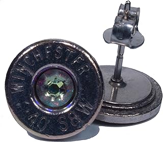 .40 S&W Palladium Plated Stud Earrings with Swarovski Crystals- Aurora Borealis (One Pair from Those Shown in Photos)