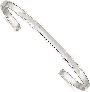 Other-Clasp 925 Sterling Silver Engravable Cuff Bangle Bracelet, Stackable Jewelry Gift for Women, Solid Design - No Gems, 7 inches