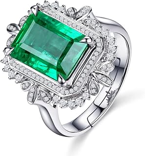 Uloveido Luxury 5 Carat Synthetic Emerald Ring, White Gold Plated Adjustable Emerald Cut Cubic Zirconia Rings Y988