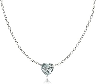 Sterling Silver Small Dainty Heart Genuine, Simulated Gemstone or Cubic Zirconia Choker Necklace