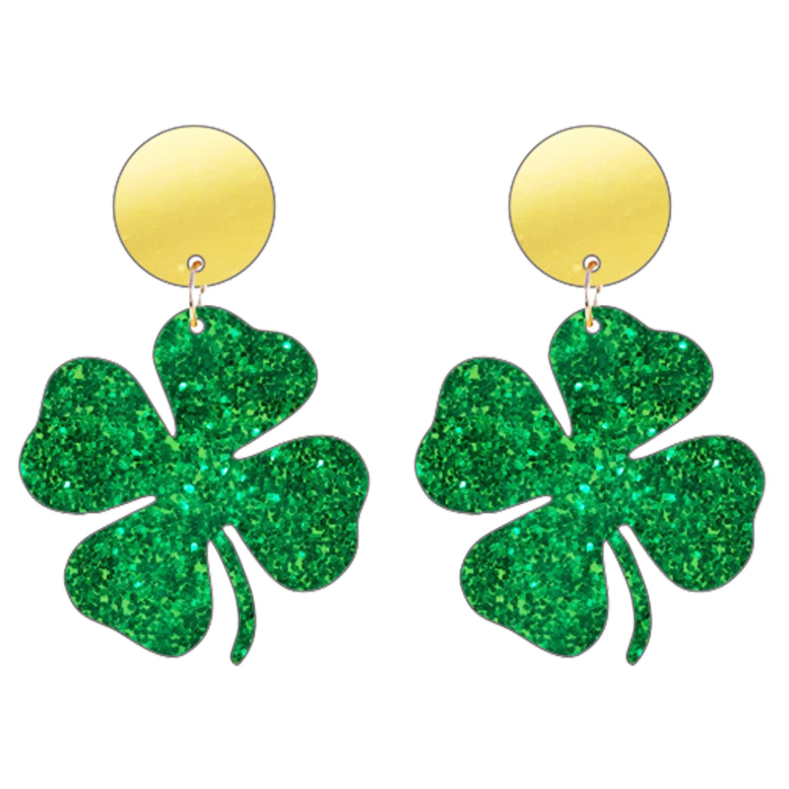 St. Patrick's Day Earrings for Women Girls,Irish Shamrock Acrylic Dangle Earrings, Green Hat Clover Horseshoe Drop Earrings for Irish Festival Gift