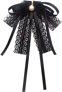 JKQBUX Black lace Bow Tie Brooches for Girl Women Fashion jabot collar brooch pins Pre-Tied Neck Tie Shirt Corsage Neck Tie