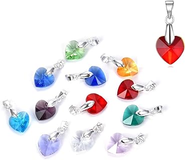 Personalized Silver Clasp Birthstone Bead Drops for Jewelry Making - Glass Heart Design for Earrings, Bracelets, Necklaces, and Rosaries - Ideal for DIY Craft Projects