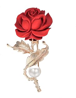 Women's Yoursfs 18K Gold Plated Rose Flower Brooch with Clutch Clasp, Ideal Fashion Accessory for Parties