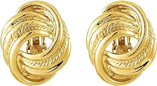 Chic Gold Love Knot Clip-On Brass Earrings with Nickel Back, Non-Pierced Design for Fashion-Forward Women & Teen Girls