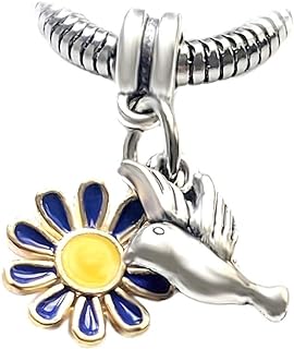 Hummingbird Charm Bracelet with Metal Chain, Ideal Gift for Nature Lovers, Round Design with Dangle Flower Bead by LaBenie