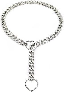 Heart O-ring Slip Chain Necklace For Women Adjustable Punk Rock Stainless Steel Y-Necklace Handmade Punk Gothic Cuban Necklace Jewelry Lariat Y-Necklace