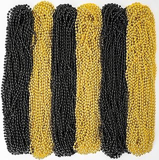 100PCS Bead Necklace, Gold Black New Year Bead Party Favors, New Year Eve 33" Toy Necklaces Costume Accessories, Parade Throw Accessories for New Year Wedding Birthday Celebrations Decoration
