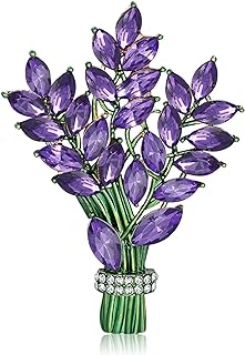 GBAHFY Lavender Flower Brooch Crystal Rhinestone Glass Tulip Bouquet Brooch Lapel Pin Fashion Elegant Accessories Wedding Party Jewelry Gift for Girls Women