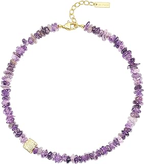 PERNNLA PEARL Protection Malachite Crystal Beaded Necklace for Women Cute Daisy Flower Gold Pendant Choker Necklace for Girl Dainty Handmade Boho Jewelry 15”