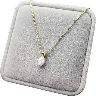 Sterling Silver Pearl Necklaces for Women, Mothers Day Gifts/Heart Necklaces for women, 10 13 16 21 30 40 50 60 Years old Birthday Gifts, Single Pearl Simple Necklaces for Women/Girls Trendy Silver Jewelry