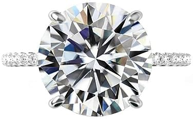 Neerja Jewels 10 CT Round Moissanite Engagement Rings 10K 14K 18K Solid Gold Moissanite Diamond Ring 925 Sterling Silver Solitaire Engagement Ring Wedding Ring