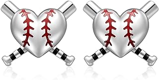 925 Sterling Silver Cubic Zirconia Baseball Stud Earrings with Lever Back for Women, Hoop Design