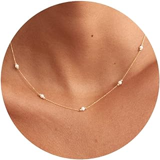 Cable Chain 14k Gold Plated Pearl Choker Necklace for Women - Elegant Brass Design without Gemstone - Ideal Gift for Any Occasion