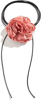 Flower Choker Necklace Fashion Big Rose Flower Necklace Pink/Red/Yellow/Black/White/Rose Camellia Flower Choker Necklace Summer Beach Choker Bridesmaid Wedding Party Necklaces for Women Teen Girls
