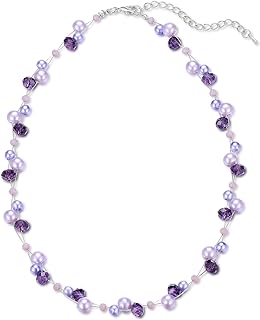 Short Beaded Turquoise Necklace For Women - Fashion Jewelry with Pearl and Crystal Bead, Birthday Gifts For Women