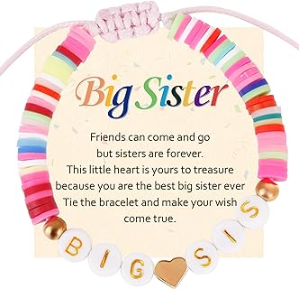 Lobster Claw Clasp, Colorful Clay Beaded Bracelets for Big Sisters, Rope and Bead Chain Design, Stainless Steel, Perfect Gift for Girls