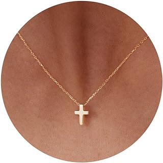 14K Gold Plated Brass Cross Choker Necklace with Lobster Clasp and Cable Chain, Ideal Gift for Women - HANLI Minimalistic Daily Wear Design