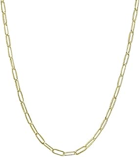 Maya J 14k Gold Plated Paperclip Chain Necklace for Women with Sturdy Lobster Clasp - Sophisticated and Reliable Elongated Chain Design, Ideal Gift for all Occasions
