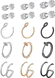 Fake Nose Ring Hoop Fake Septum Fake Nose Ring Stud Faux Fake Nose Ring Piercing Nose Cuffs for Non Pierced Nose Magnetic Nose Ring Jewelry for Women Men