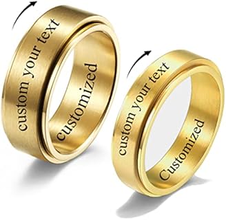 Custom matching promise rings for couples,Customized anxiety rings/spinner rings/fidget rings/couples rings for him and her set,Personalized wedding bands engraved customizable