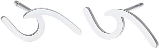 RUIZHEN Gold Silver Simple Ocean Wave Sea Beach Stud Earrings for Surfer Lover