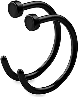 Surgical Steel 5/16 Nose Ring Set in Black, 2pcs 20g Stud Hoop, Versatile for Men & Women, Perfect for Diverse Piercing Styles