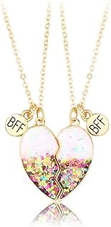 LEDSHLIU Collier d'Amitié pour 2 Meilleurs Amis en Alliage d'Or avec Pendentif Coeur, Longueur de 45 cm, Fermoir Mousqueton, Idéal comme Cadeau de Fête pour Filles et Garçons