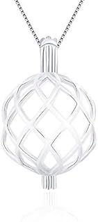 Sterling Silver Crystal Ball Necklace with Round Clasp for DIY Jewelry Artisans, Twisted Ball Cage Design