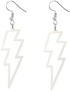 RUIZHEN 80s Neon Earrings Halloween Lightning Earrings Retro Acrylic Drop Dangle for Women 80's Party