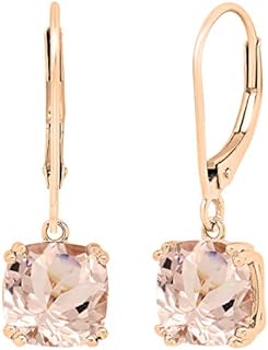 Dazzlingrock Collection 8 MM Each Cushion Gemstone Ladies Dangling Drop Earrings, 10K Gold